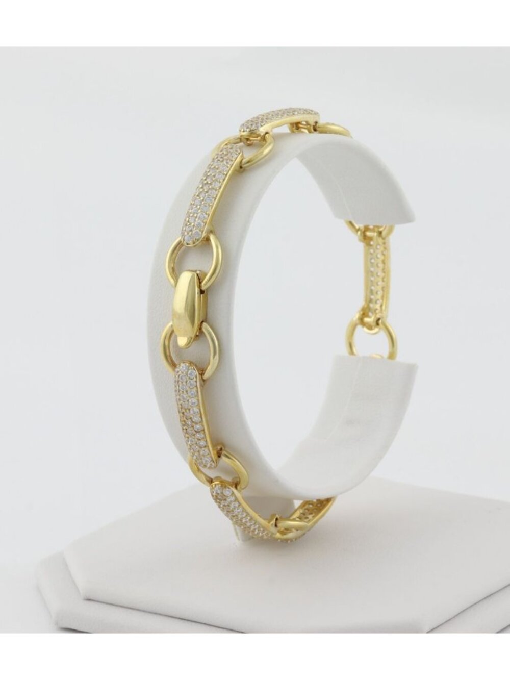 18k Gold Over Sterling Silver Sparkly Cubic Zirconia Bracelet 7 3/4" inch - Picture 8 of 8